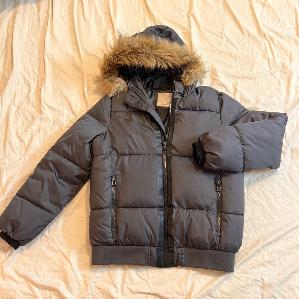 Zara Boy faux fur waterproof jacket coat